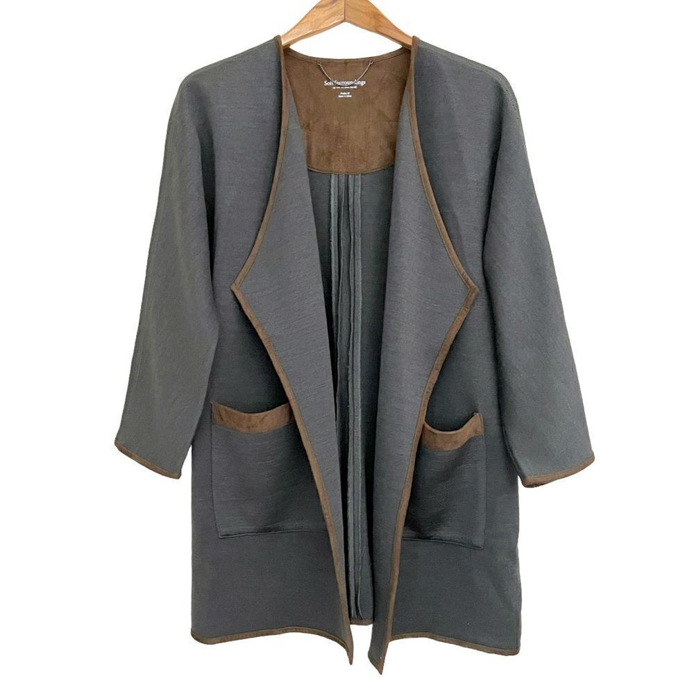Soft Surroundings Open Front Wool Blend Sweater Coat